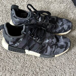 Adidas Black and Gray Camouflage Sneakers